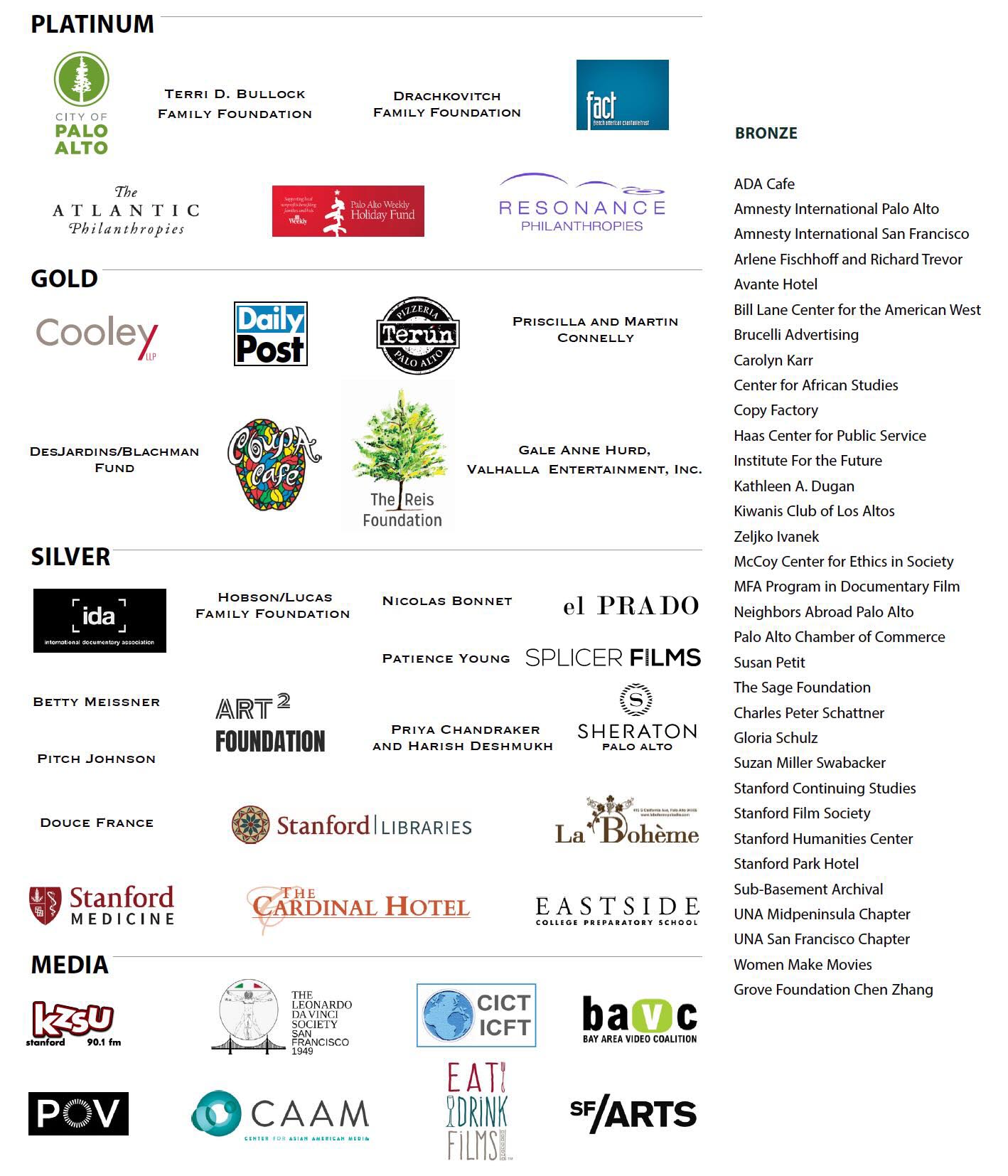 UNAFF 2026 Platinum, Gold, Silver, Bronze and Media sponsors